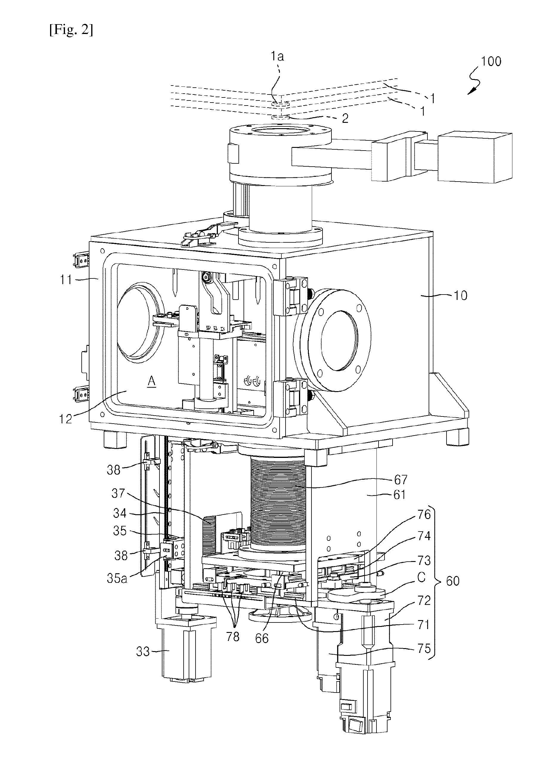 Sealing apparatus for vacuum window manufacturing equipment