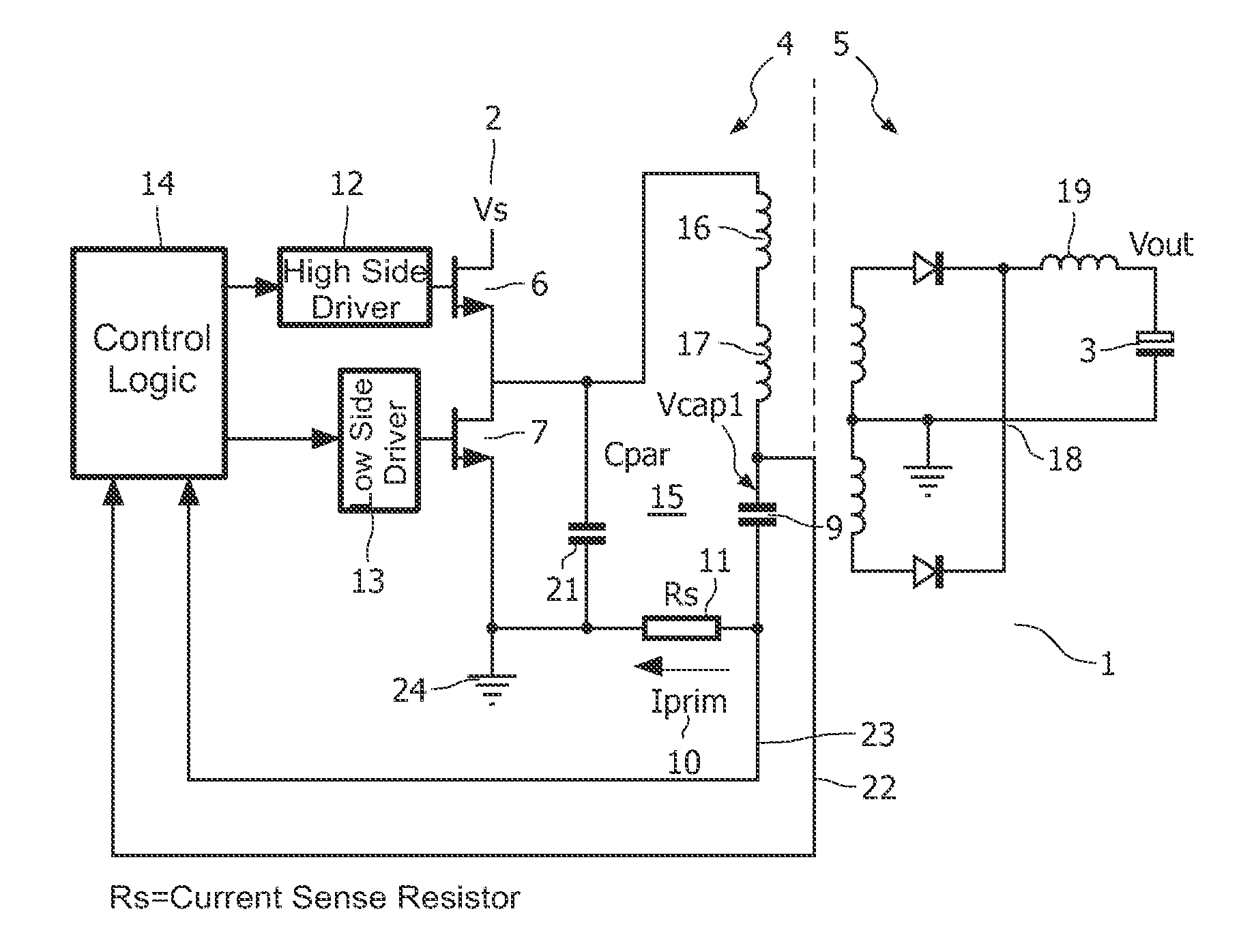 Control of a resonant converter by setting up criteria for state parameters of the resonant converter