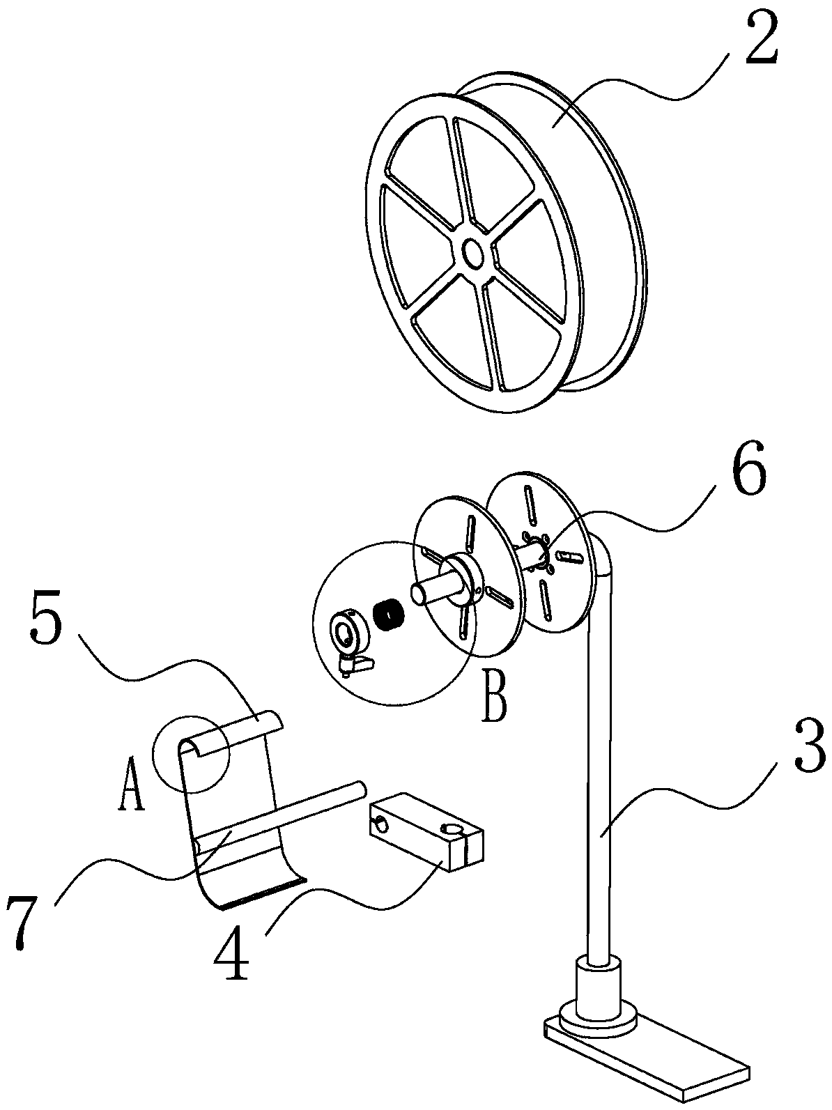 Yarn take-up device used for colored spun yarn processing