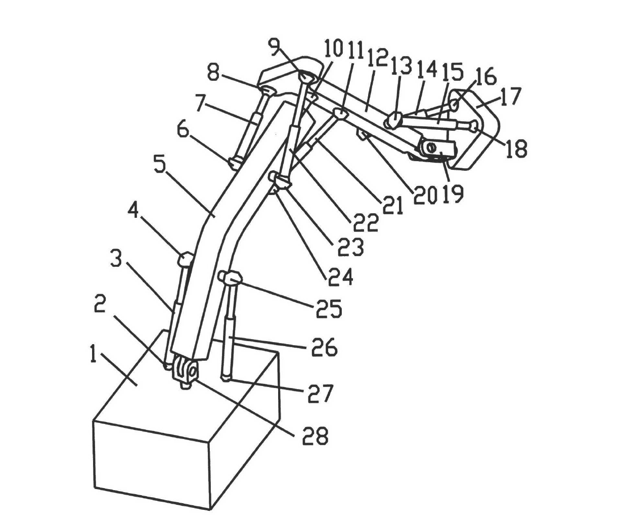 Spatial seven-mobility robot mechanism