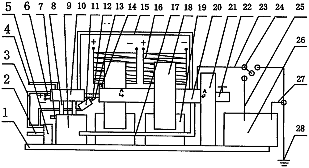 Device for producing hydrogen by pyrolyzing and electrolyzing water at high temperature in electric field space through thermal plasma torch