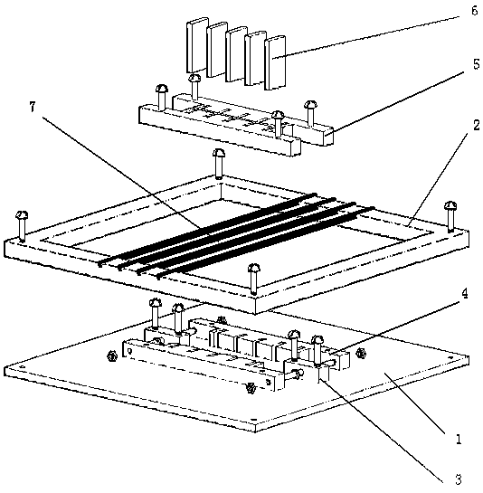 Variable thickness single fiber pull-out cement-based test piece mould and adjusting and testing method