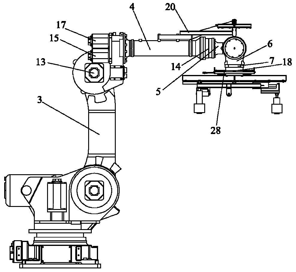 Wheel hub die casting carrying six-axis industrial robot