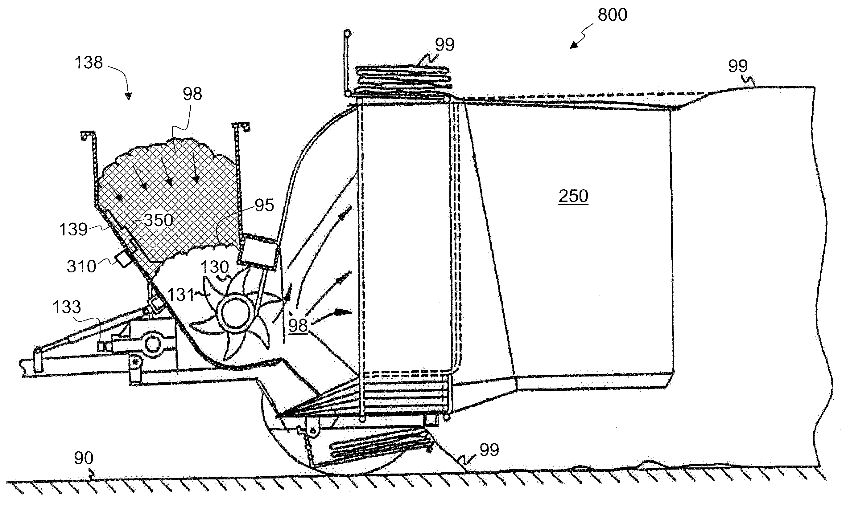 Agricultural bagger with upper tunnel compaction