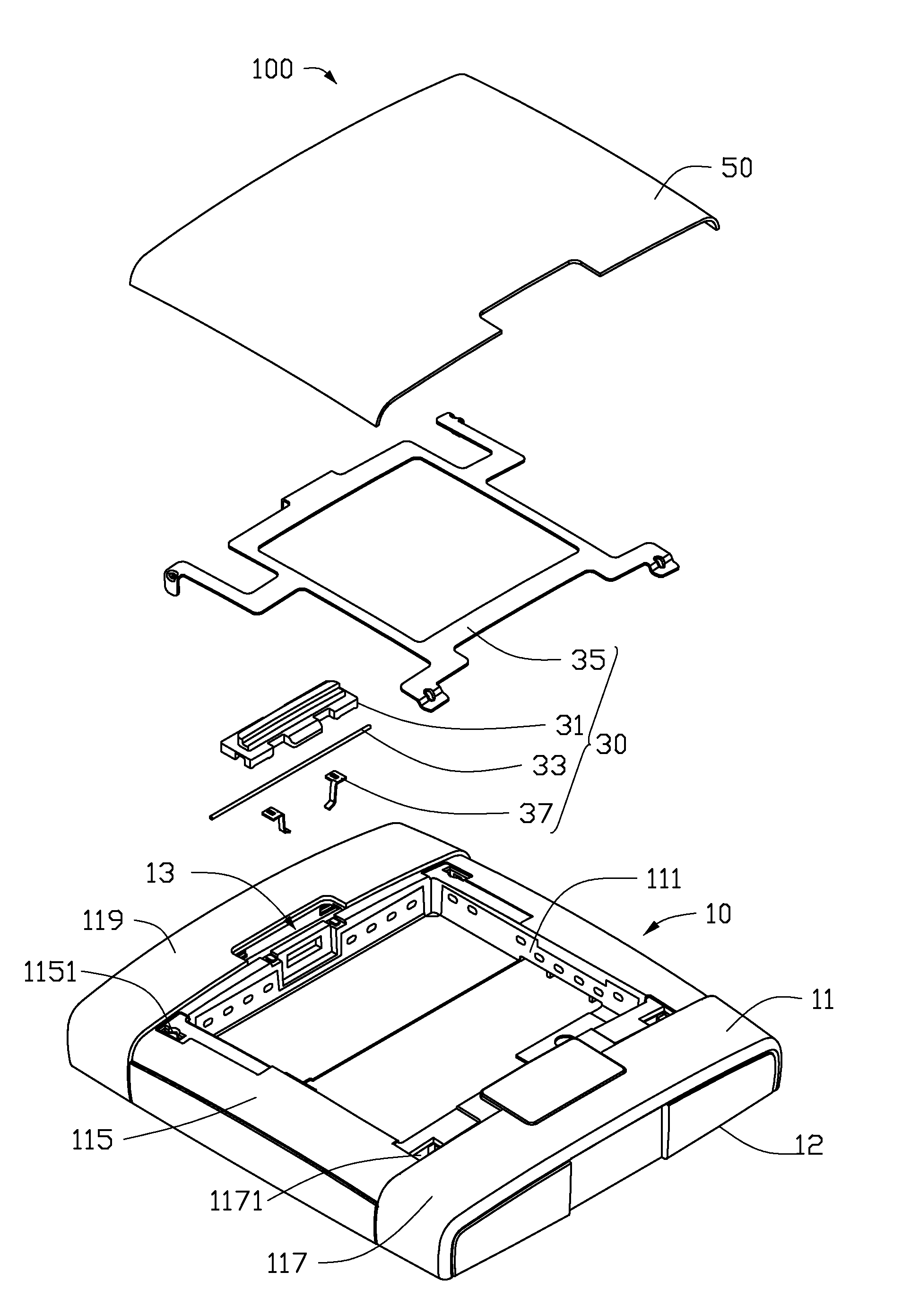 Portable electronic device with battery cover