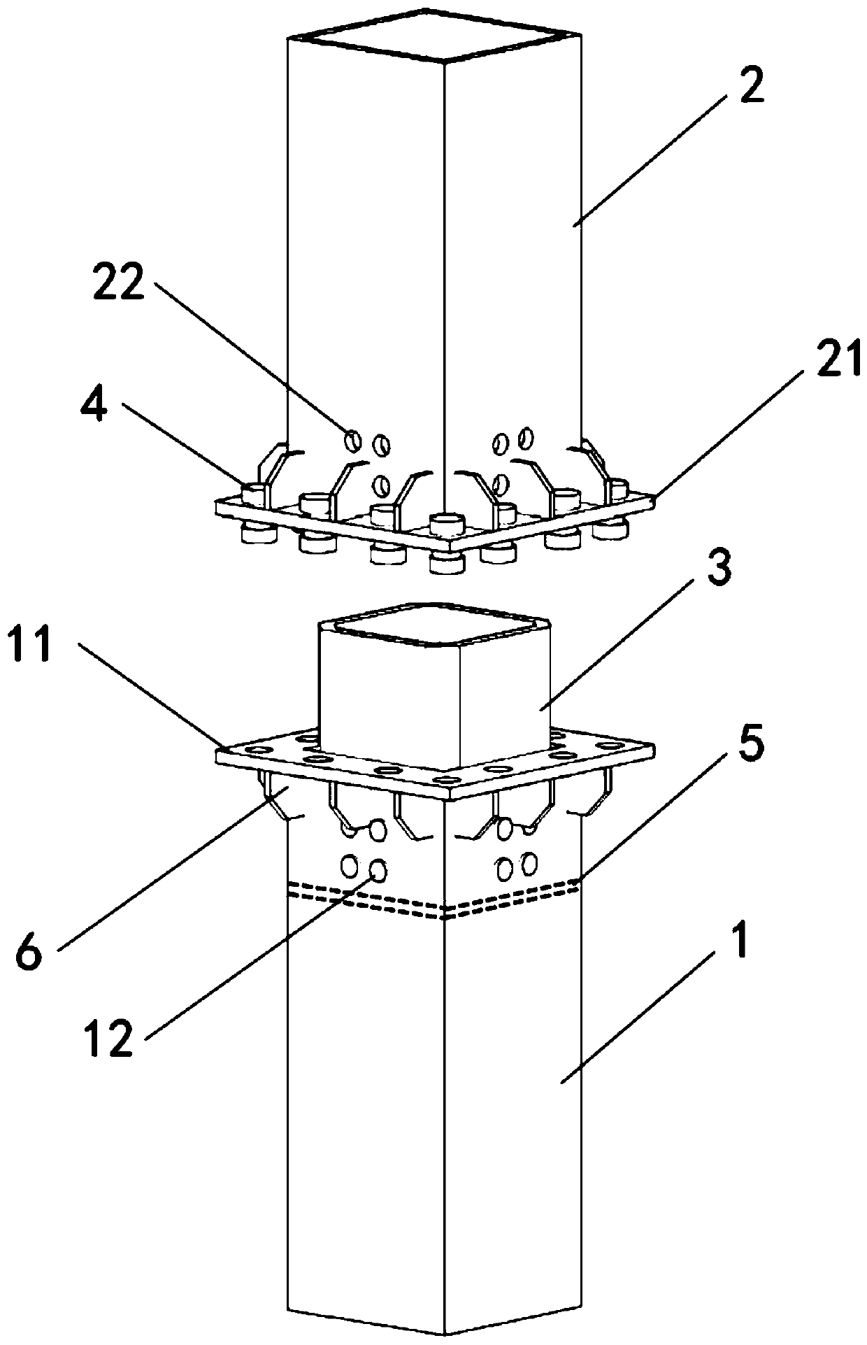 Closed section column connecting structure and method