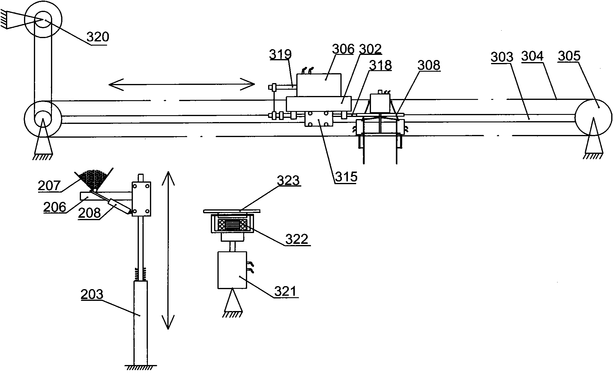 Dried noodle packager and flour finishing device thereof