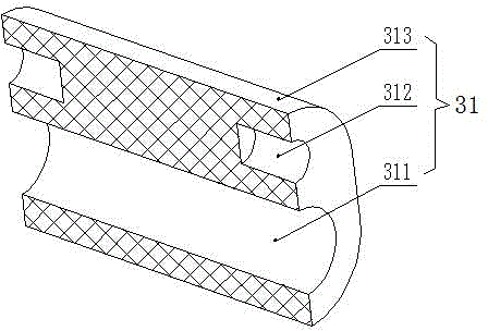 Long kidney-shaped elastic clamping device for rotating mop rods