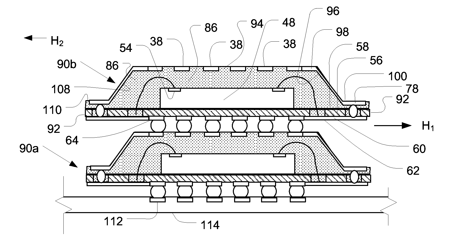 Microelectronic package with terminals on dielectric mass