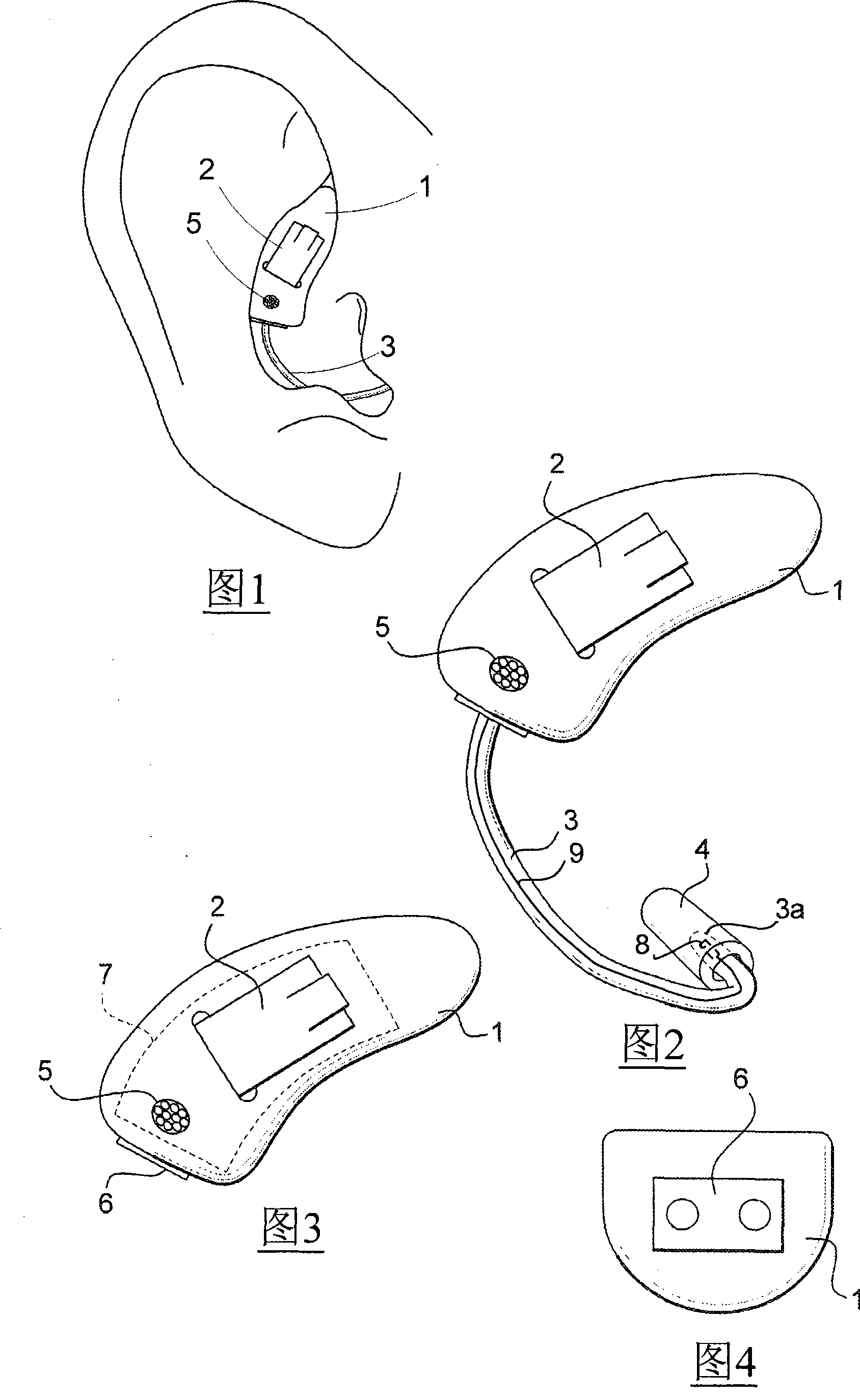 Hearing aid with connecting element serving for retention in concha