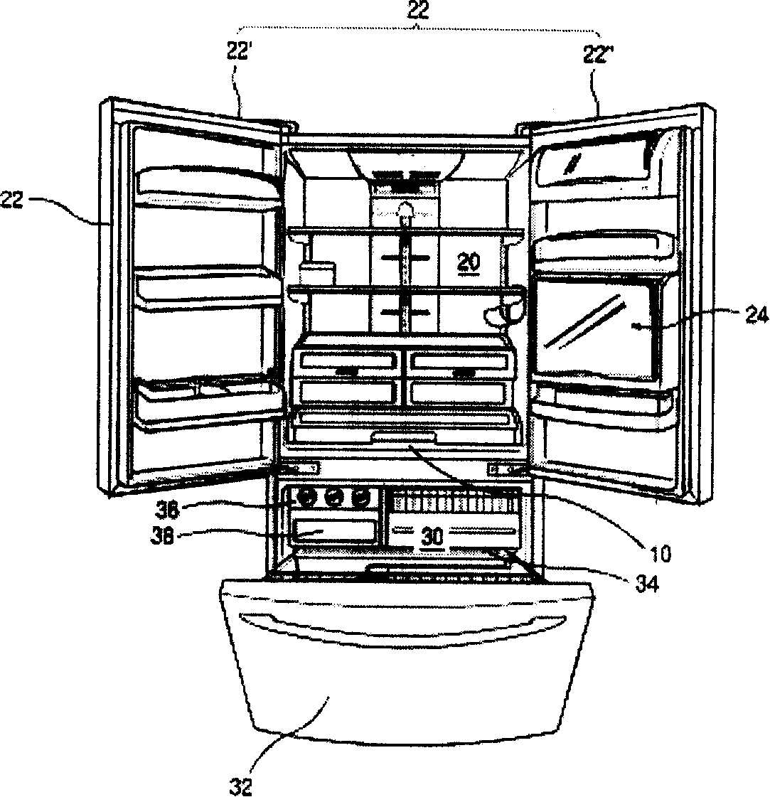 Refrigerating chamber door with ice-making compartment