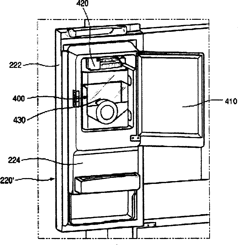 Refrigerating chamber door with ice-making compartment