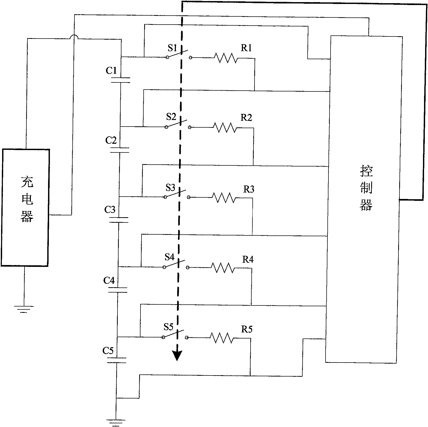 Charging / discharging voltage equilibrium device of super capacitor module