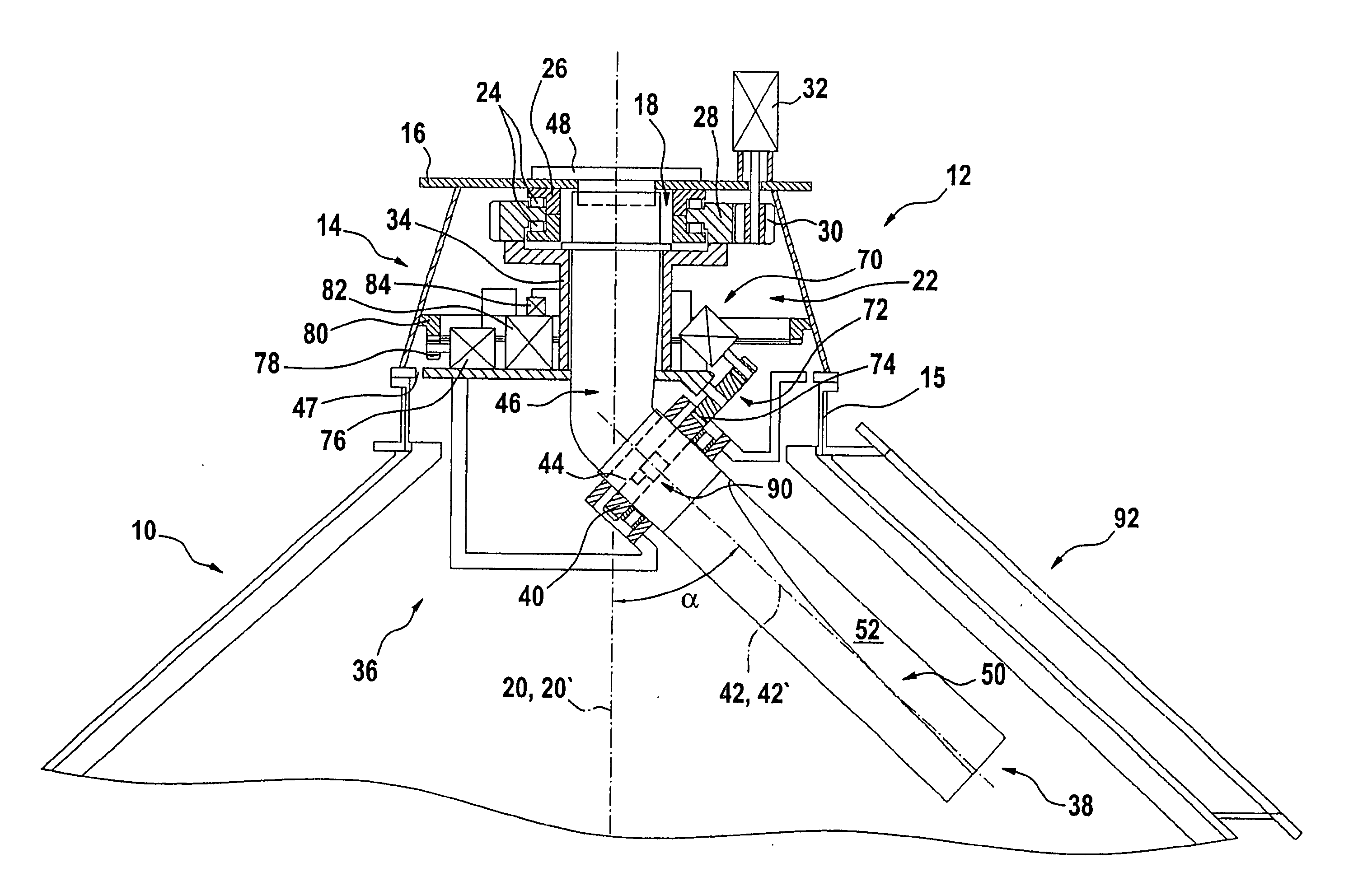 Charging device with rotary chute