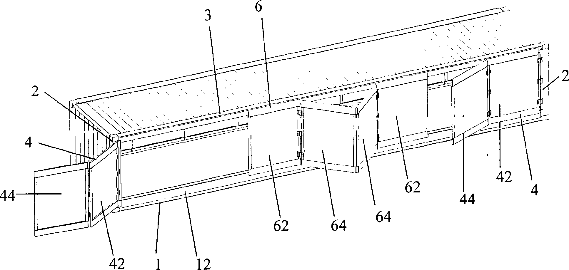 Door span increased side-opening container