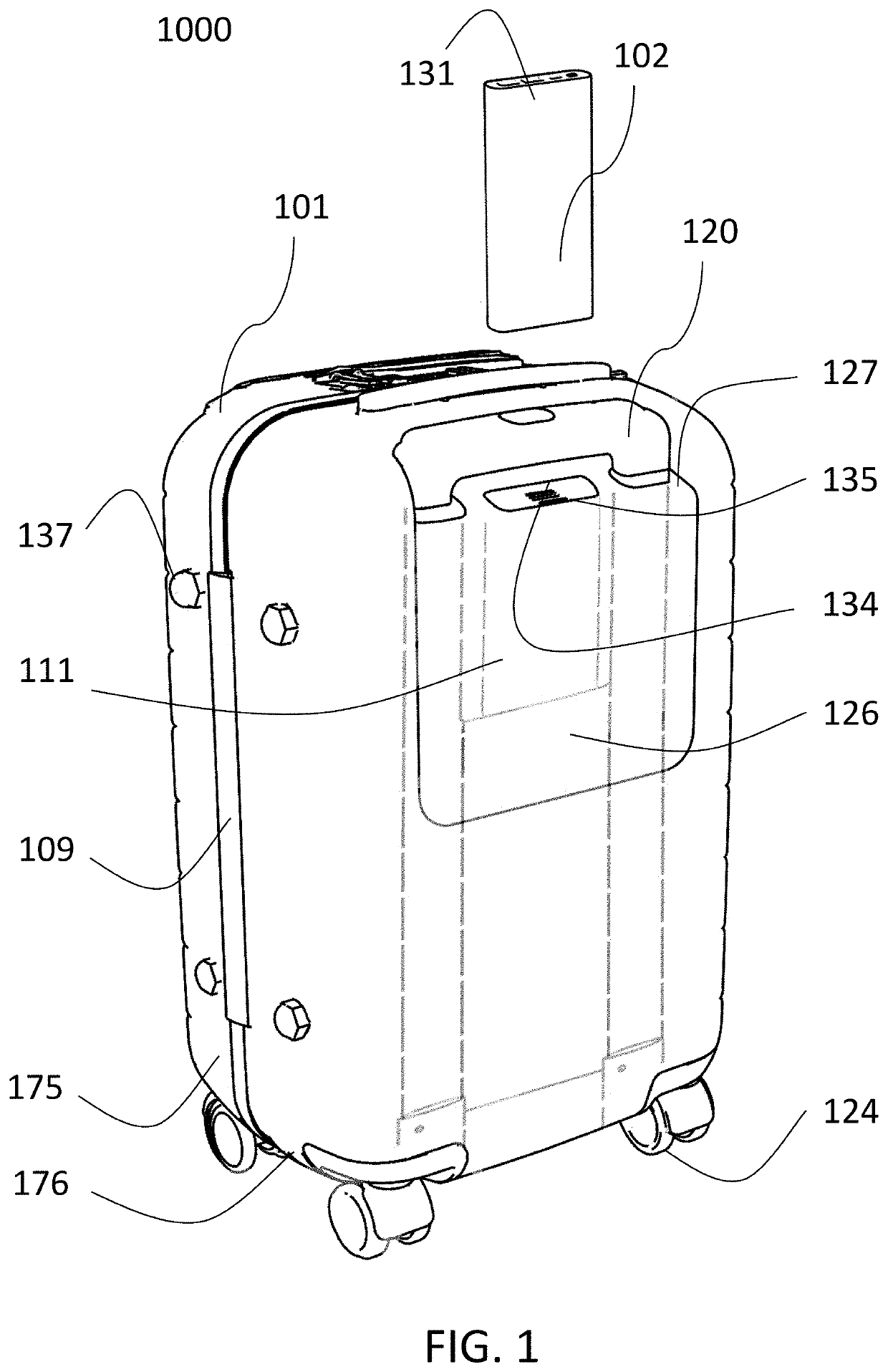 Smart luggage with removable battery