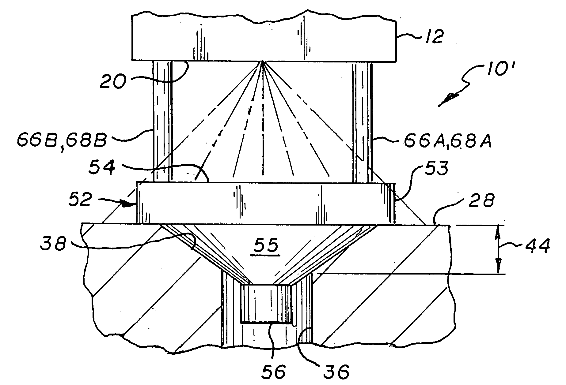 Device for inspecting countersunk holes