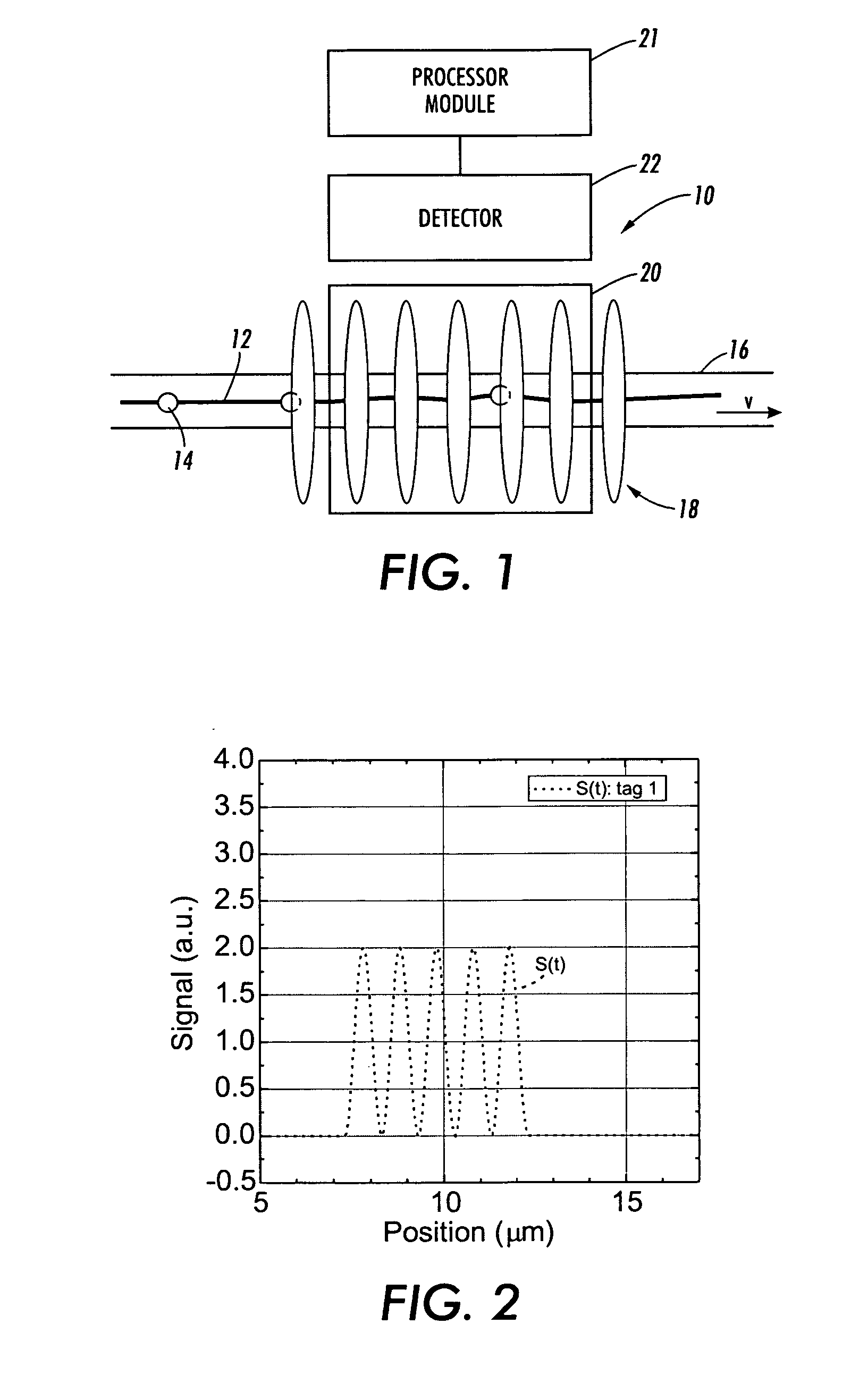 Method and system for evaluation of signals received from spatially modulated excitation and emission to accurately determine particle positions and distances