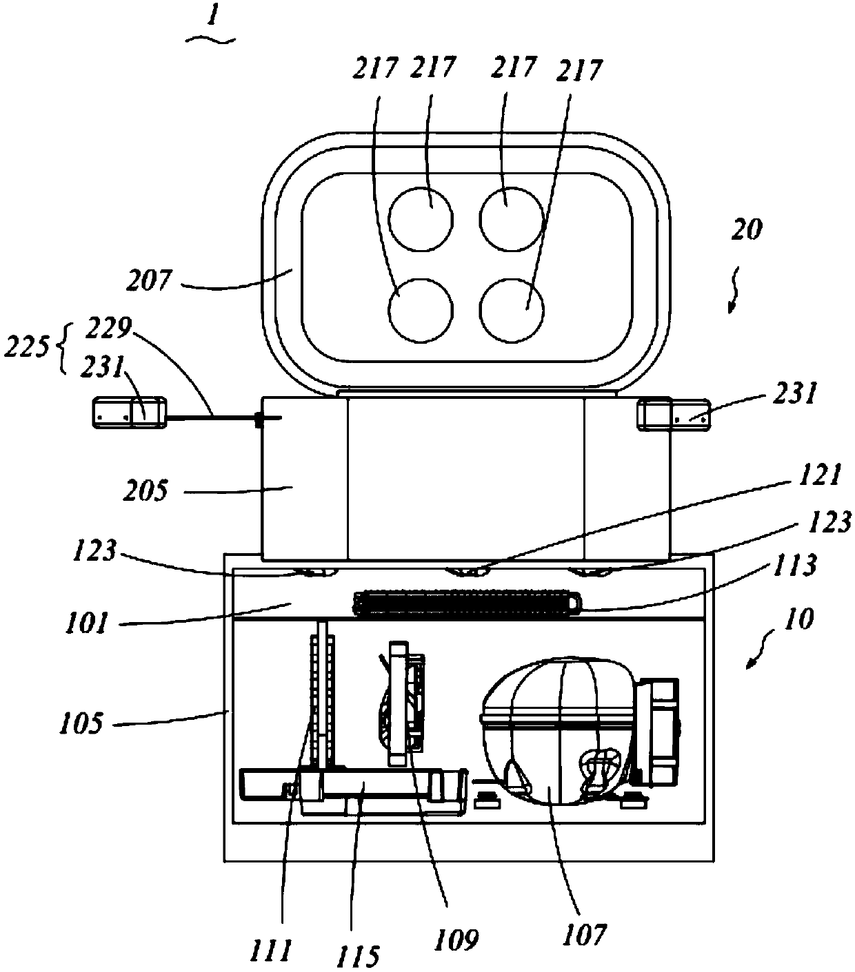 Portable refrigerating device