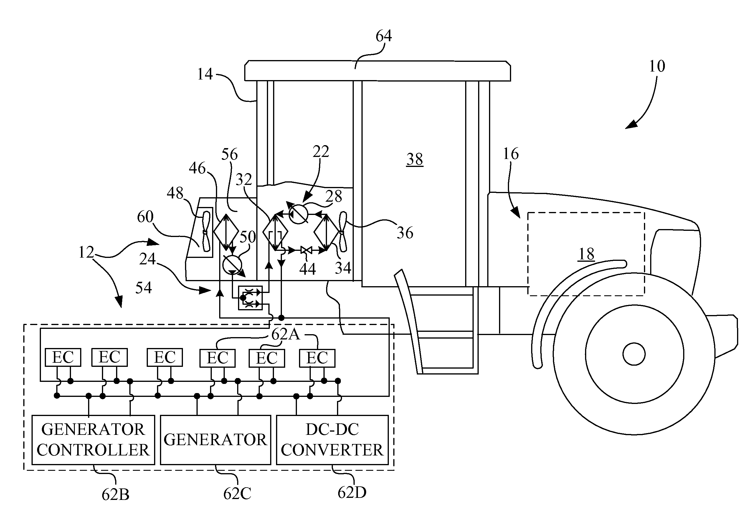 Vehicle with electric air conditioning and secondary cooling circuit