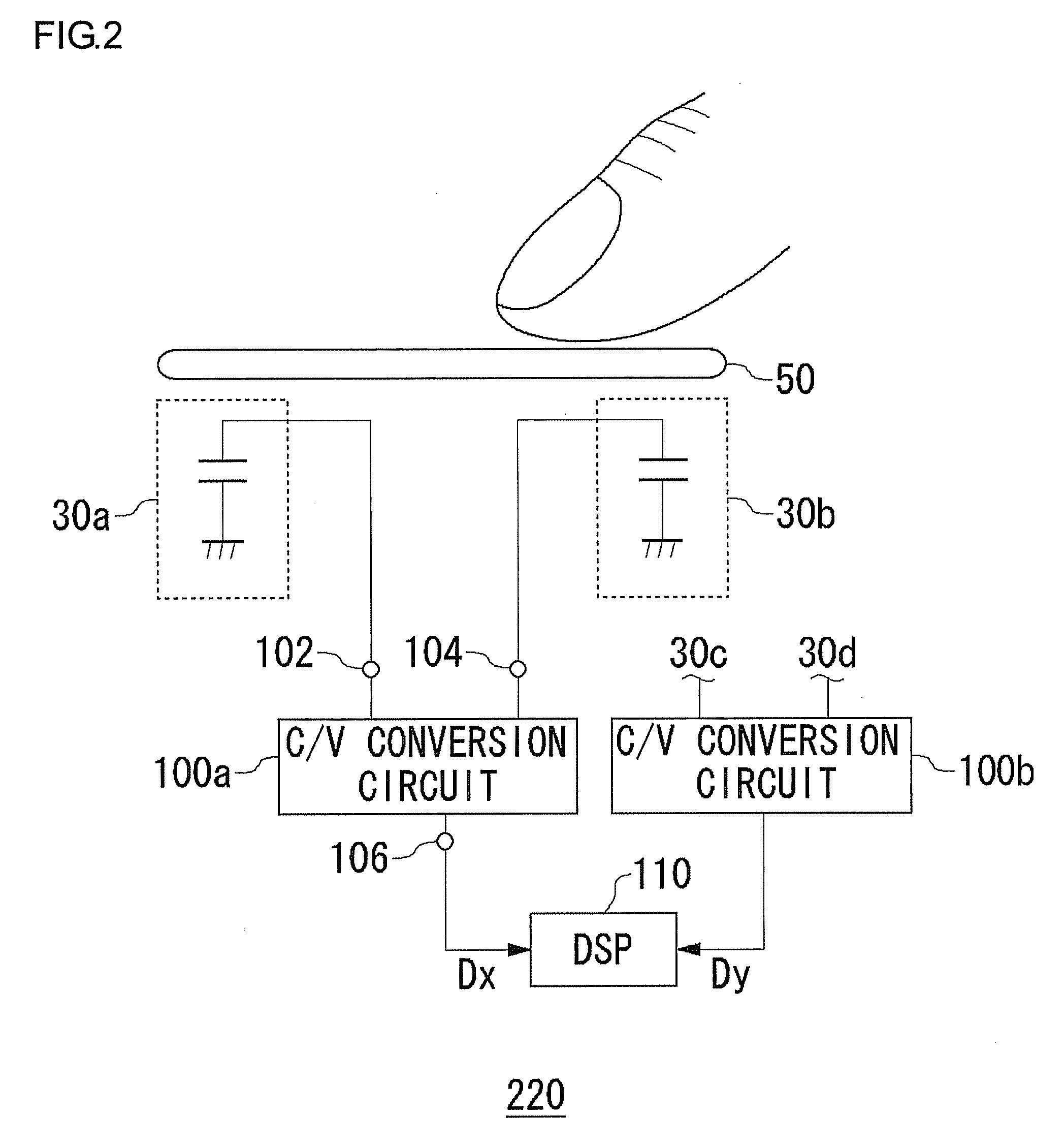 Capacitance/voltage converting circuit, input apparatus using the same, electronic device, and capacitance/voltage converting method