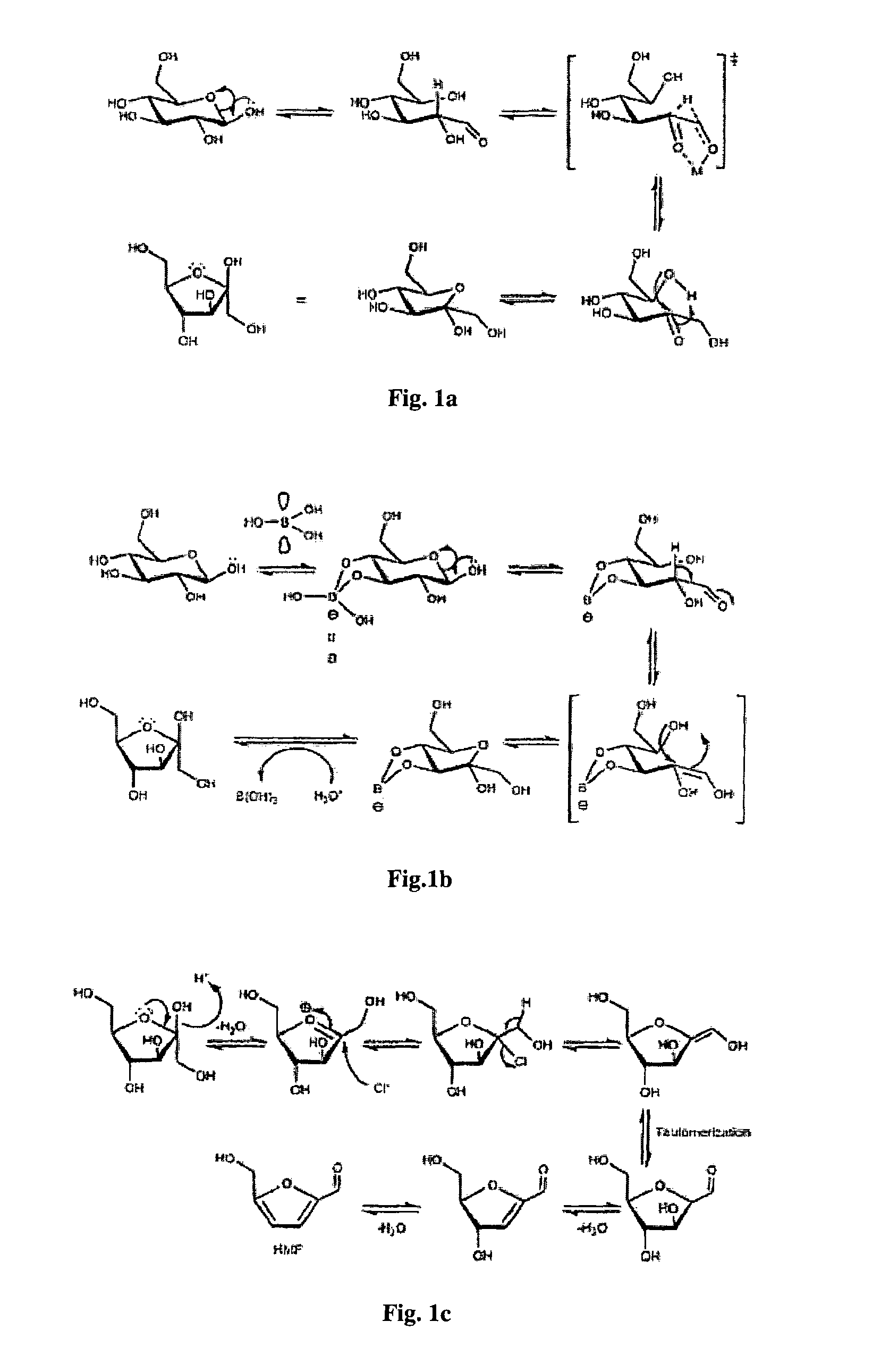 Small molecule catalyst for 5-hydroxymethylfurfural production from saccharides