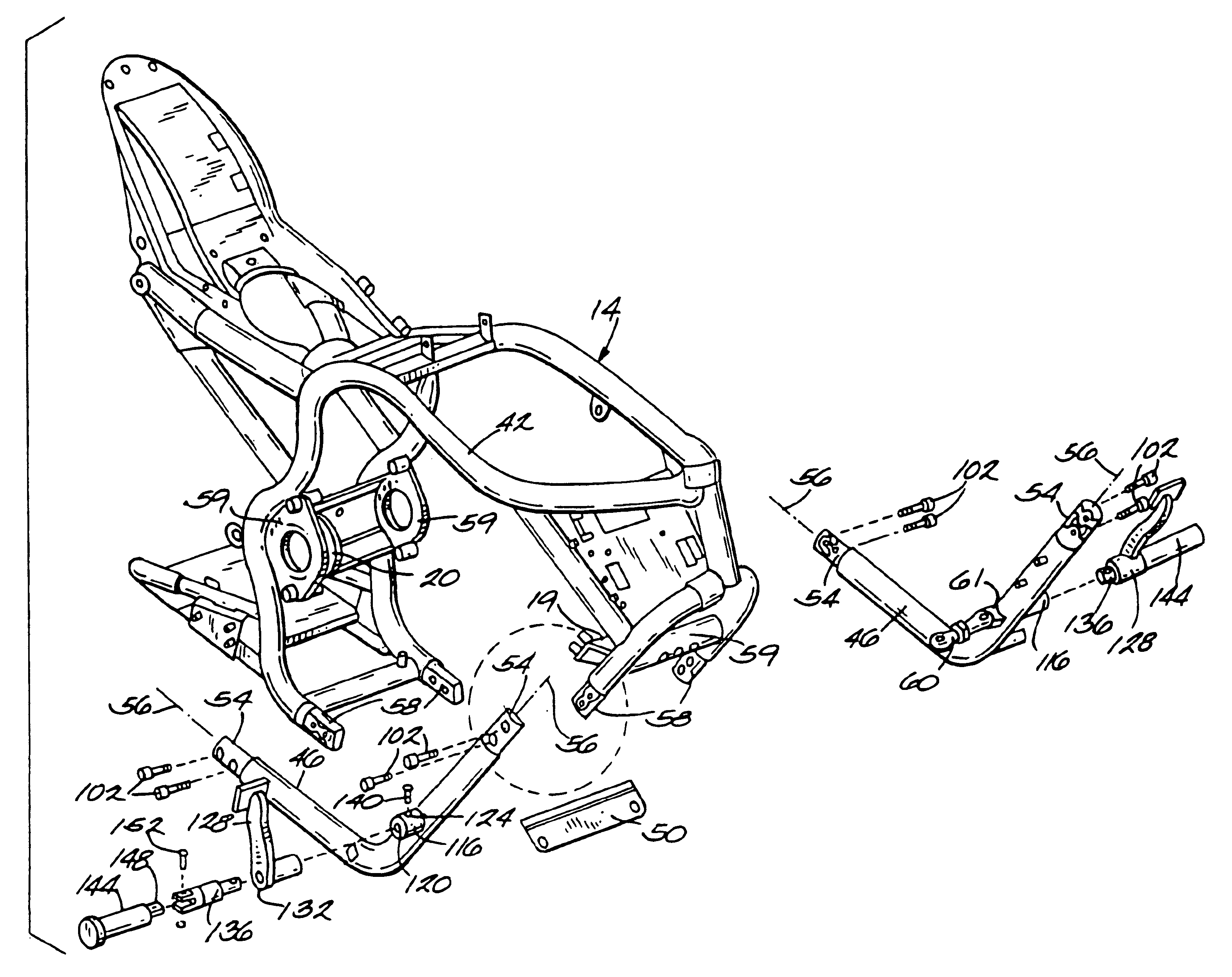 Motorcycle frame having removable portion