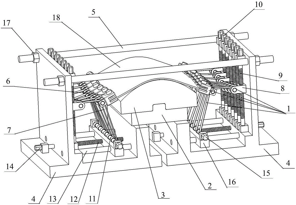 Multi-point loading control curved surface stretch forming device