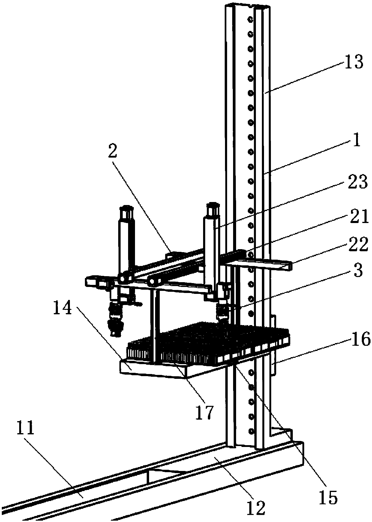 Sorting and stacking device based on three-coordinate manipulator