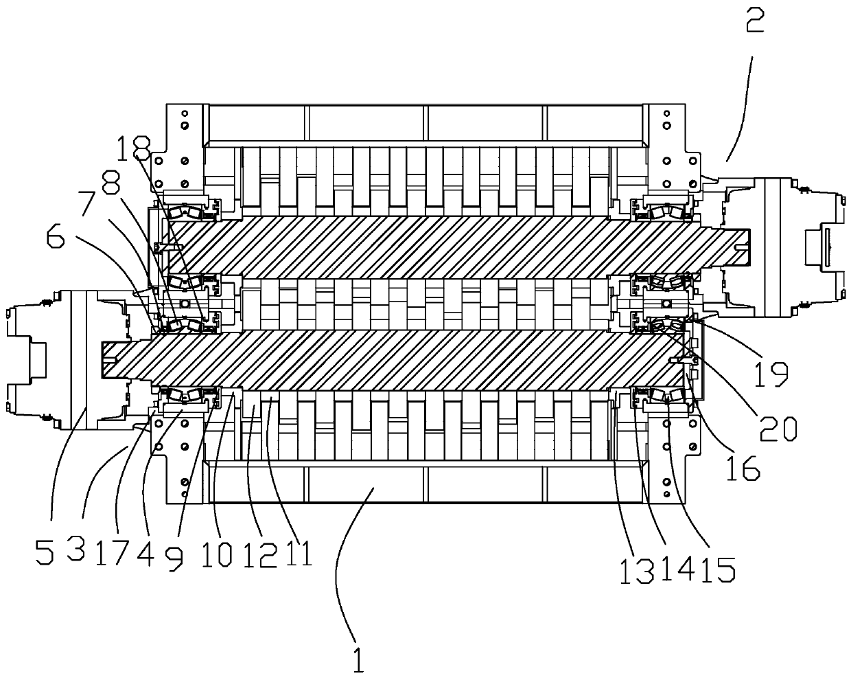A single-side positioning method for the main shaft of a garbage double-shaft shredder