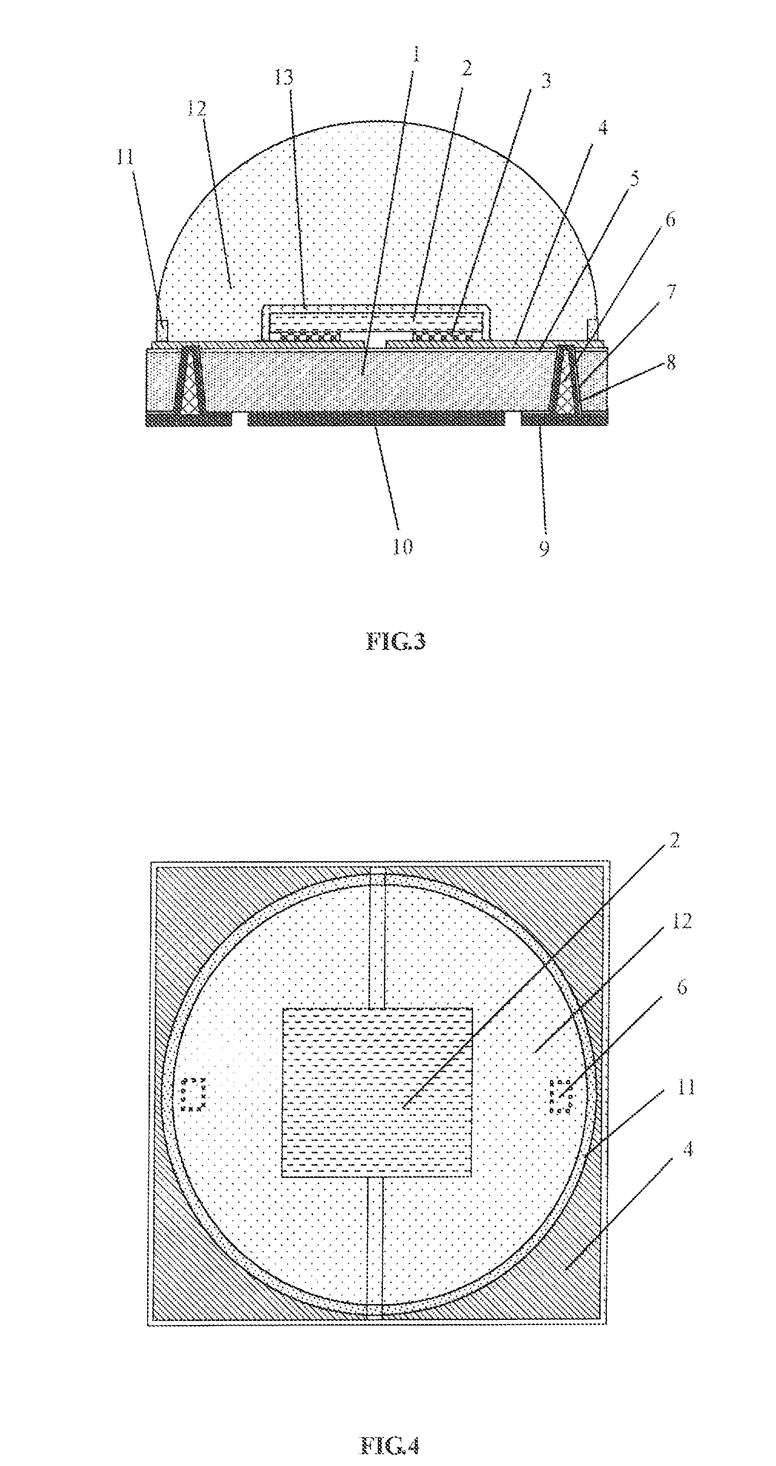 Surface mounted LED packaging structure and method based on a silicon substrate
