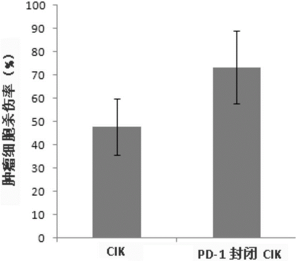 Preparation method of CIK (cytokine-induced killer) blocked by PD-1 for cancer therapy
