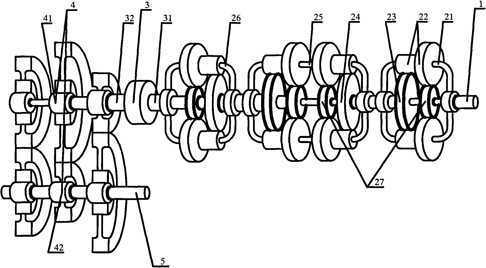 Composite pyramid type stepless variable speed unit