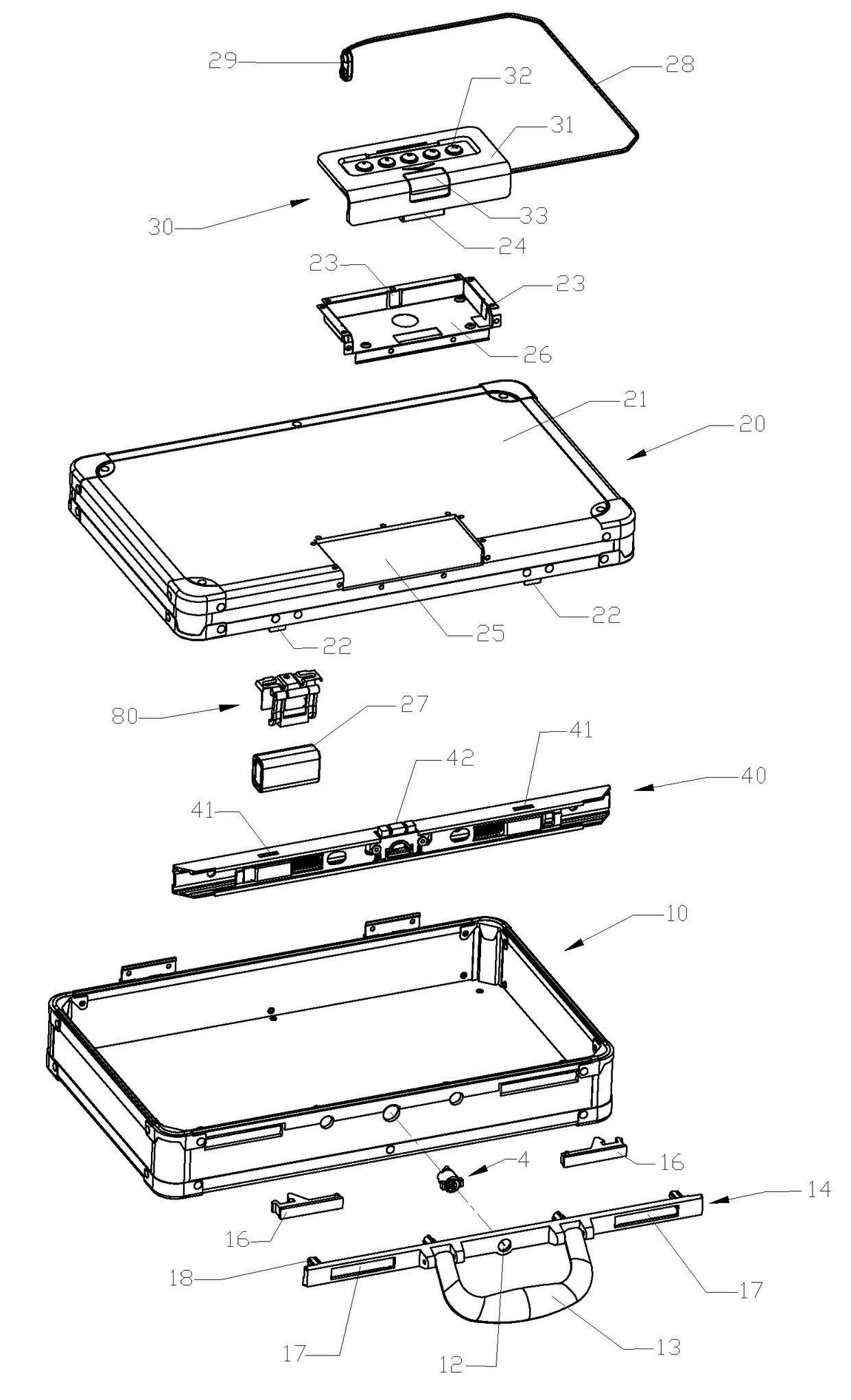 Portable Suitcase with Electronic Combination Locking Device