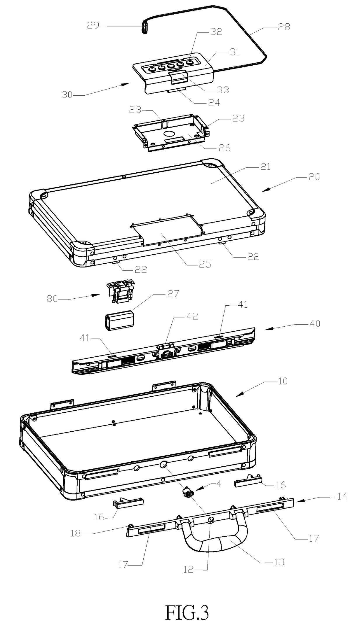 Portable Suitcase with Electronic Combination Locking Device