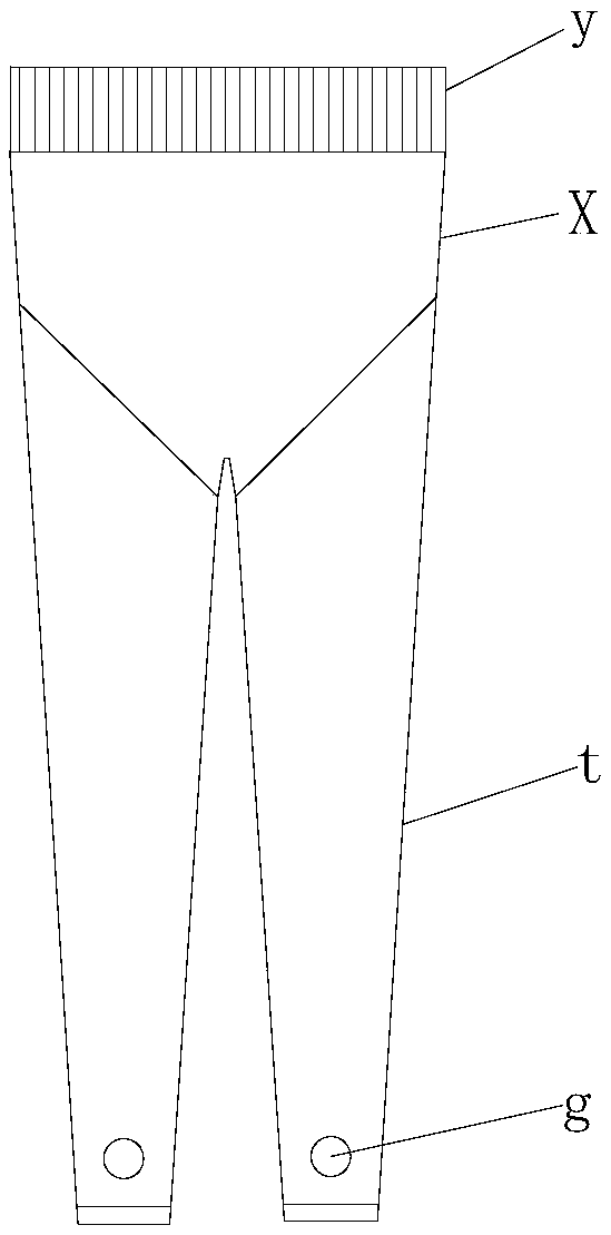 Seamless V-shaped crotch foot pants and its manufacturing method