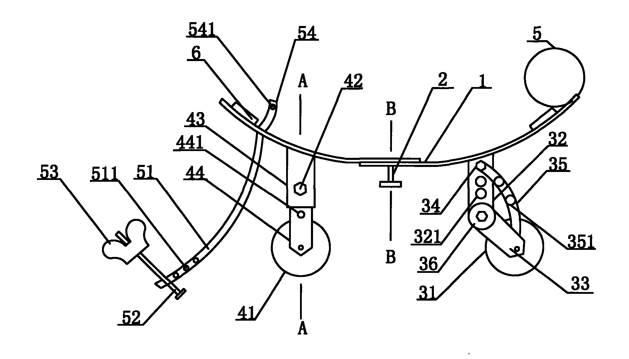 Walking device for carrying wheel