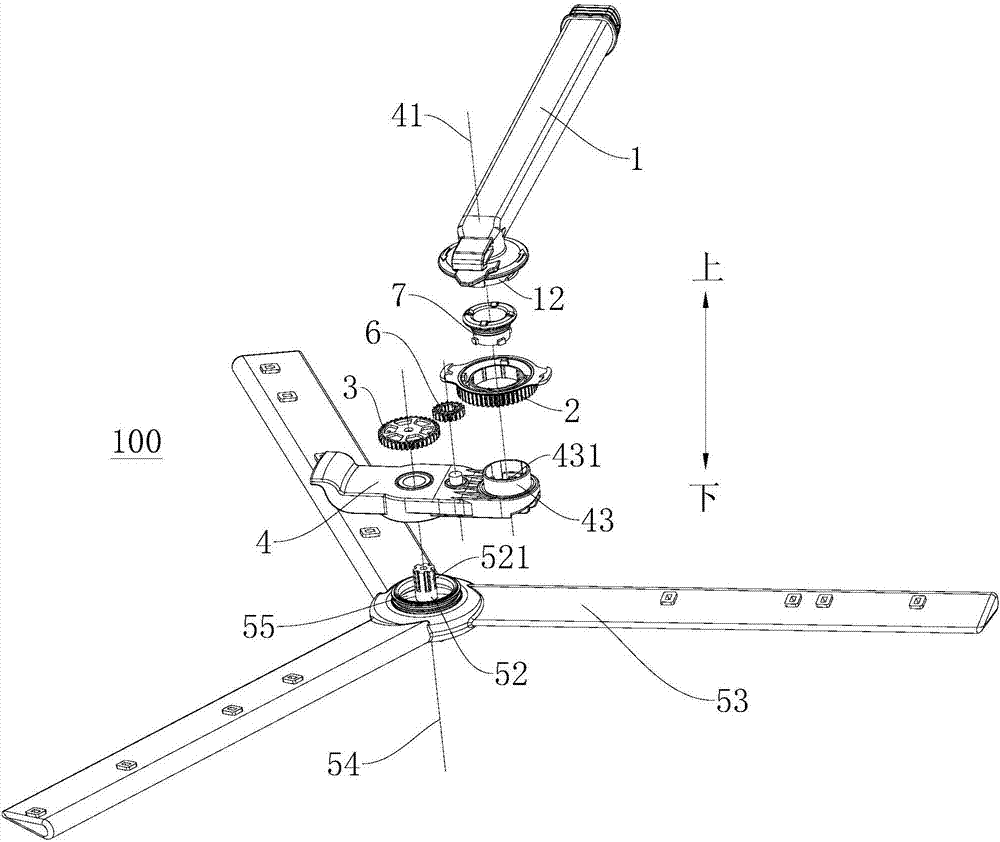 Spray arm device for dish washer and dish washer provided with spray arm device