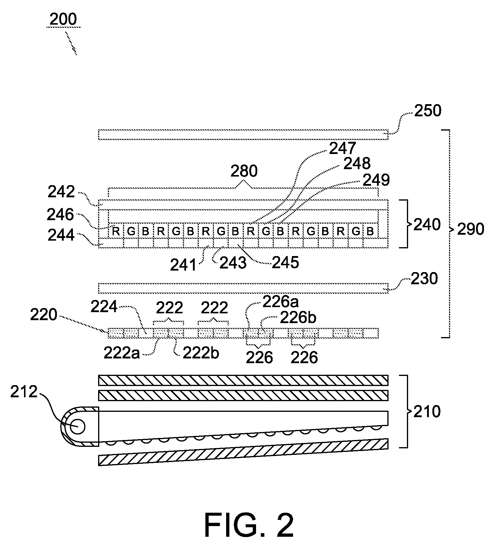 Color liquid crystal display having a blue light source and fluorescent wavelength conversion areas