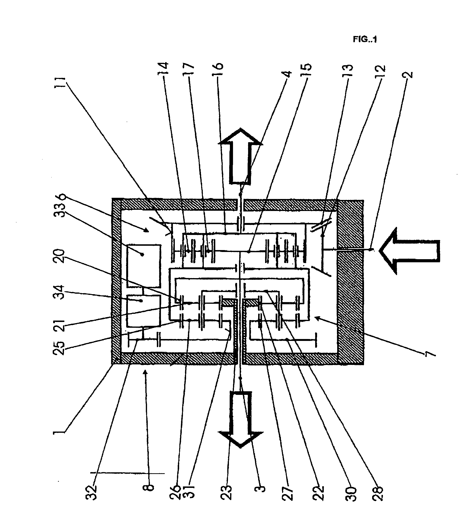 Differnttal gearing unit with controllable torque and rotational speed distribution