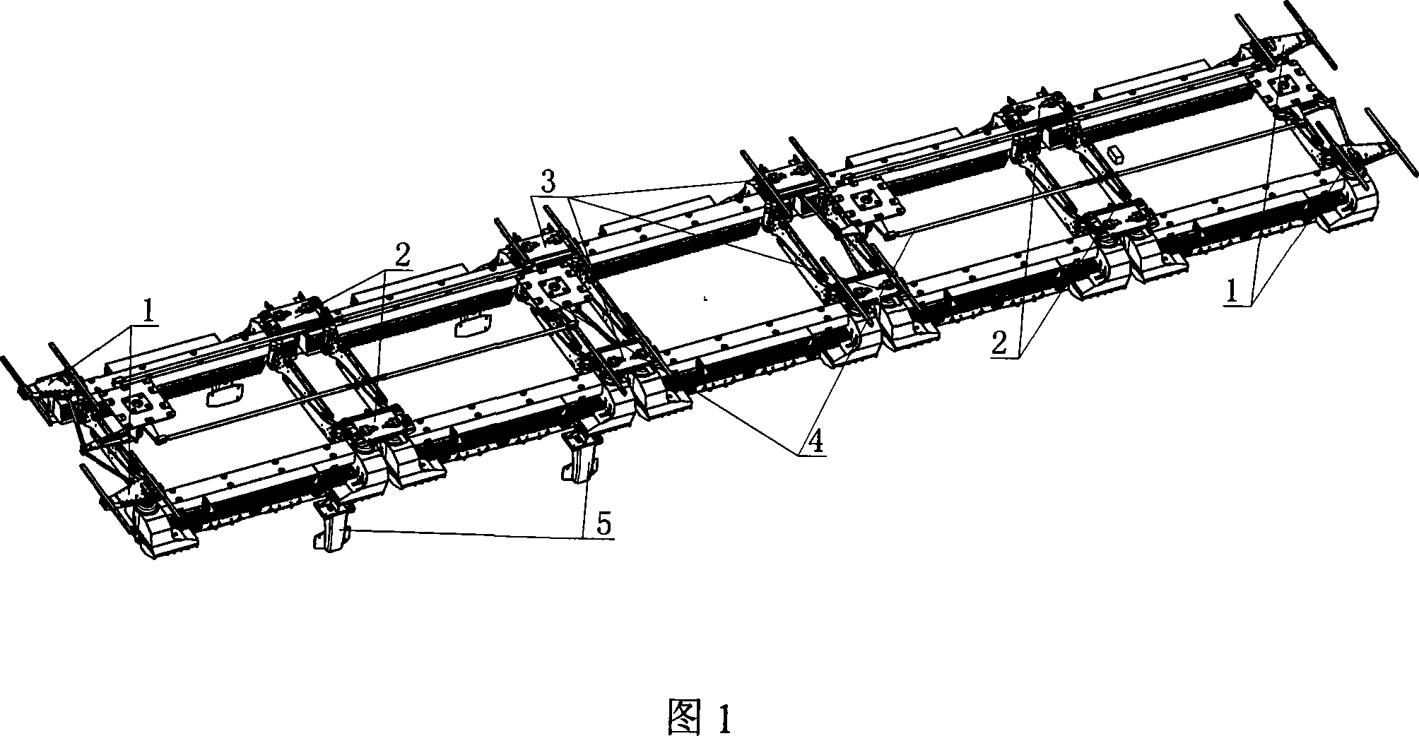 F rail vehicle running mechanism
