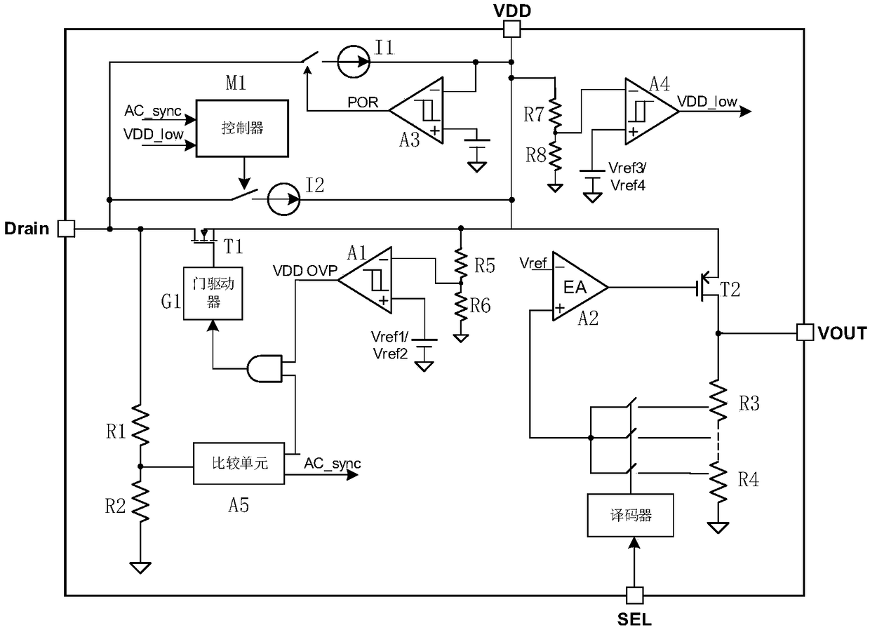 AC (Alternating Current)-DC (Direct Current) linear voltage stabilizing circuit