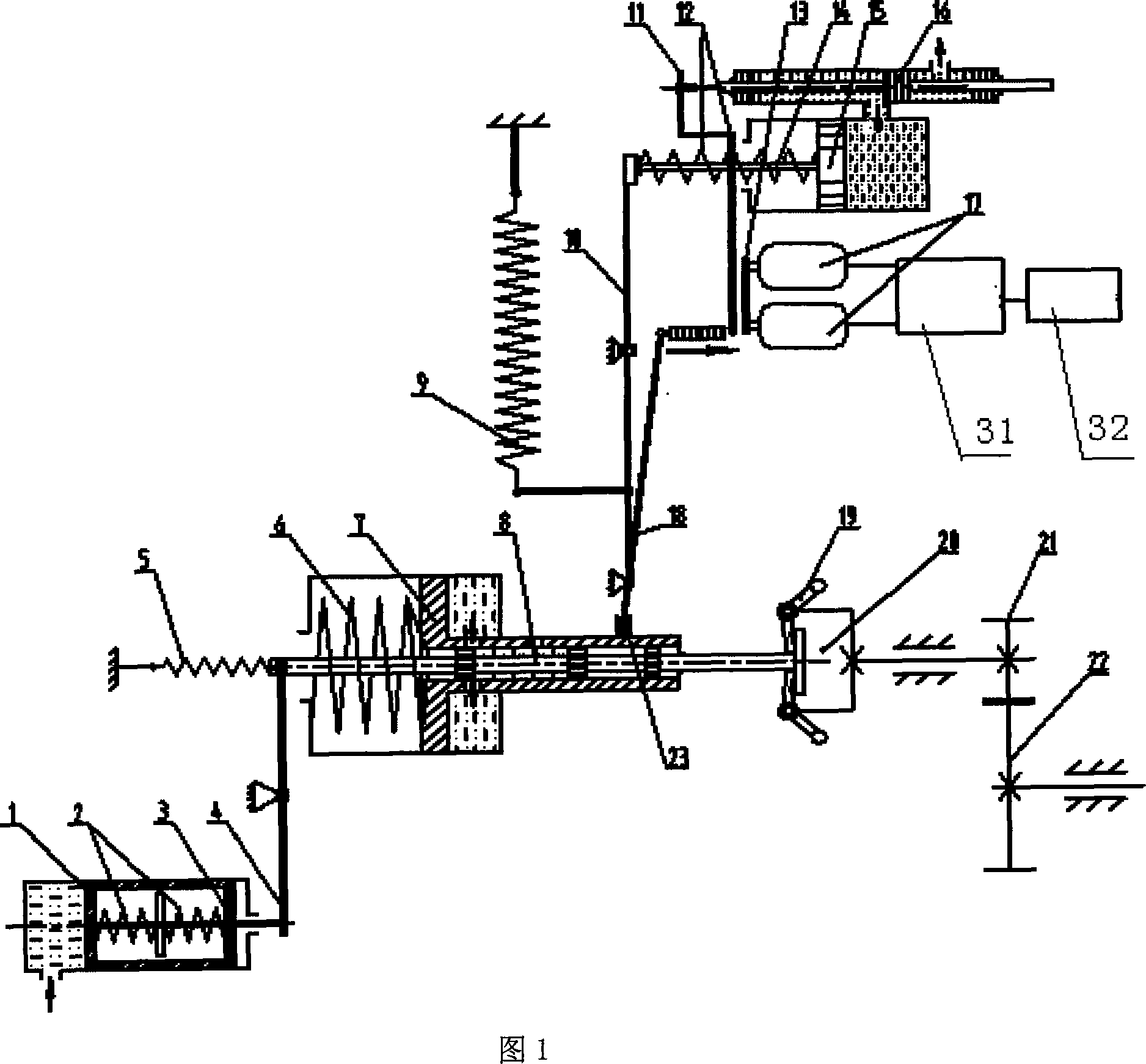 Speed regulating device for double pulse mechanical hydraulic-pressure type diesel engine