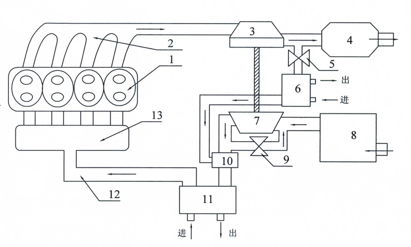 Low-pressure exhaust gas recirculation system for diesel engine