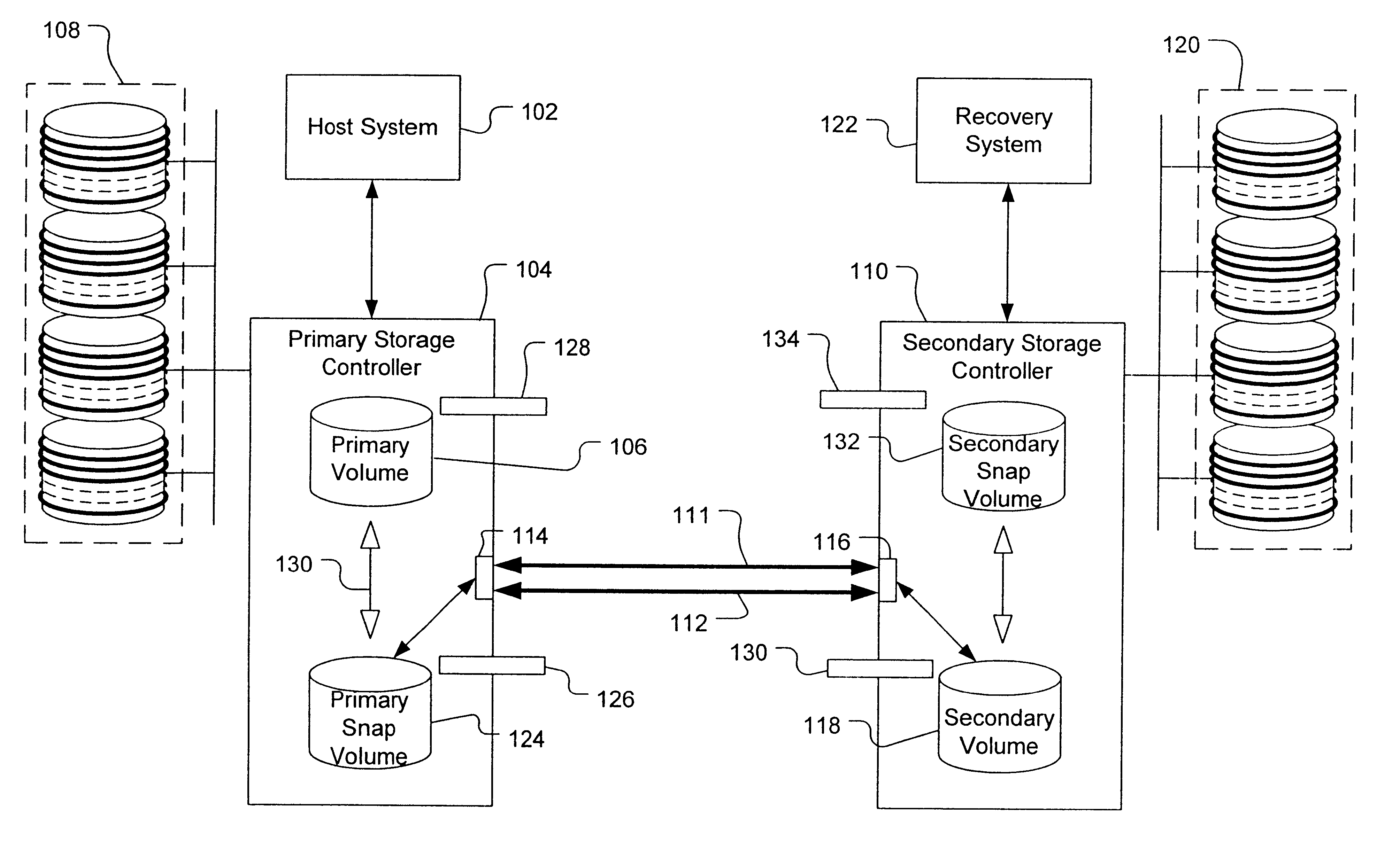 System and method for restoring data from secondary volume to primary volume in a data storage system
