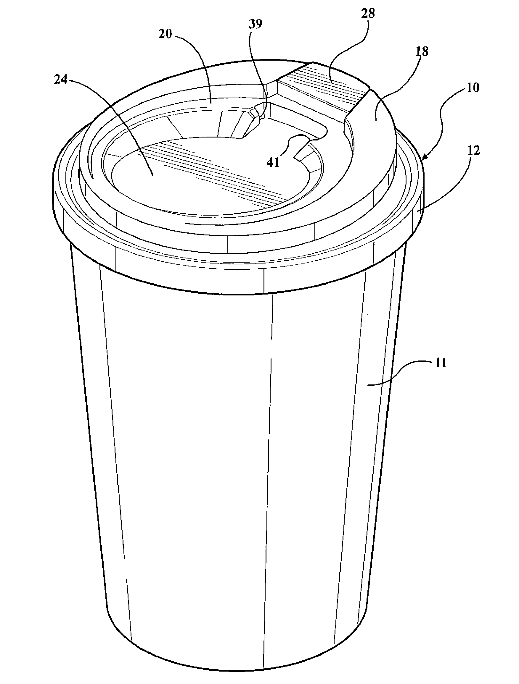 One-piece lock-back lid