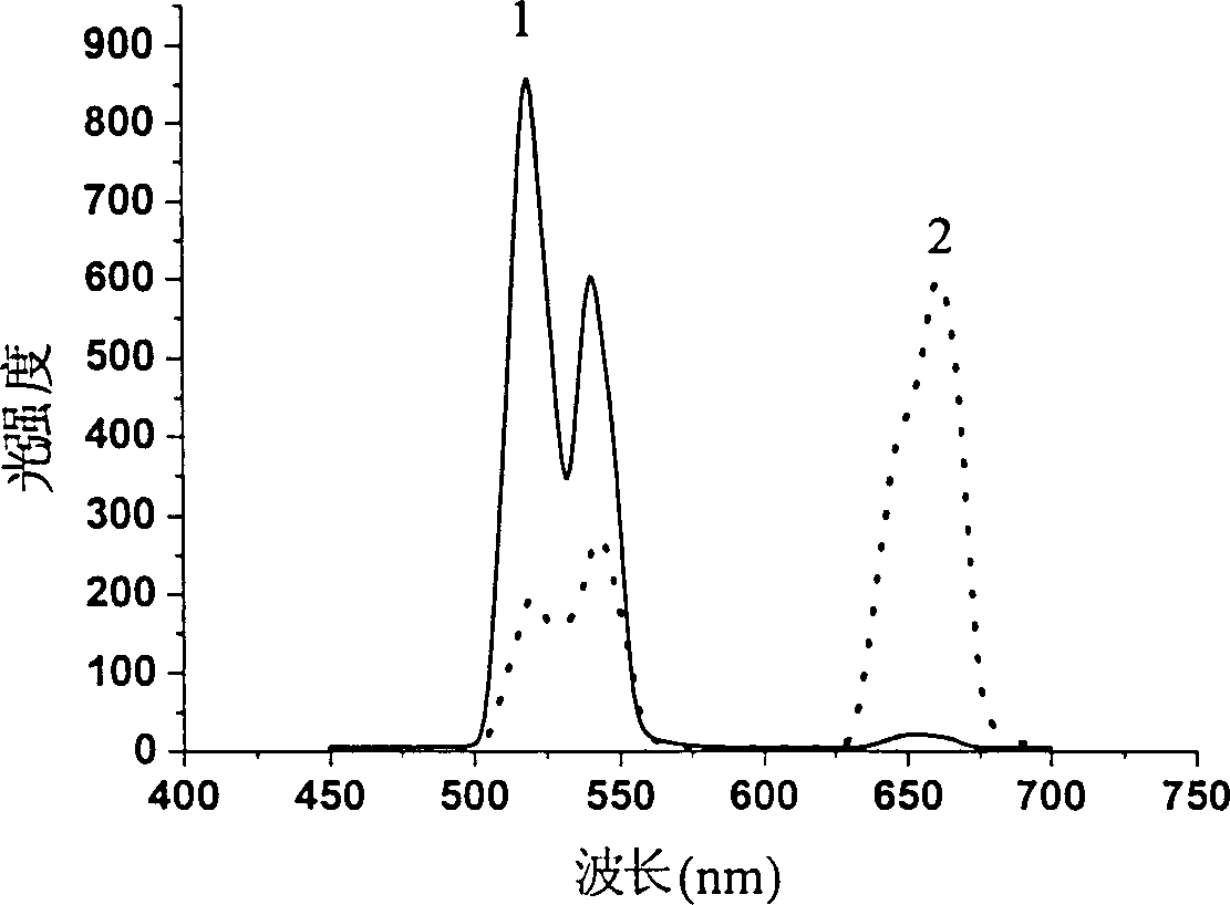 Up converting fluorescent material with nanometer level molybdate substrate and its prepn