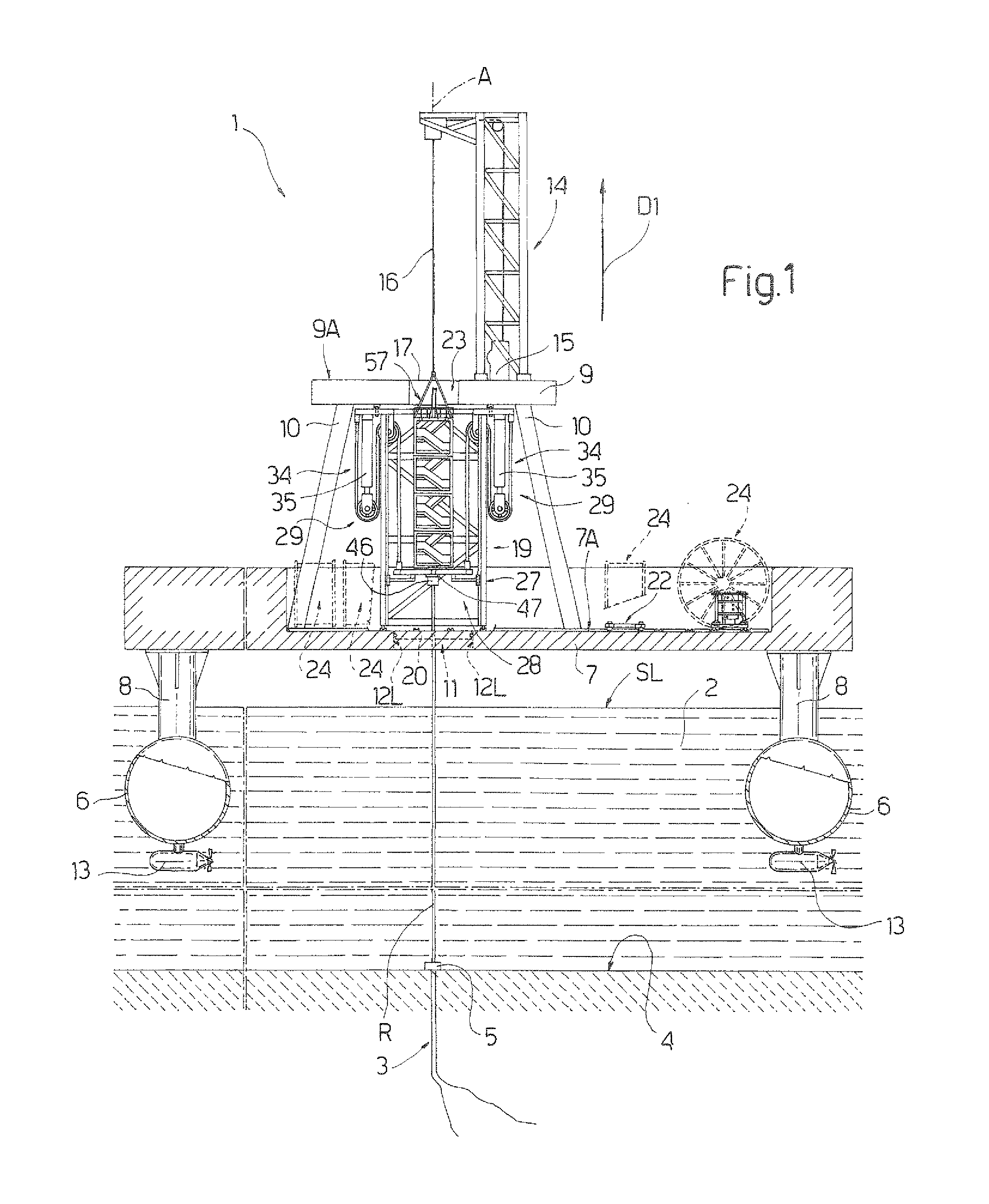 Vessel for operating on underwater wells and working methods of said vessel
