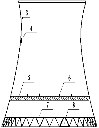 Cooling tower with draft lifting device