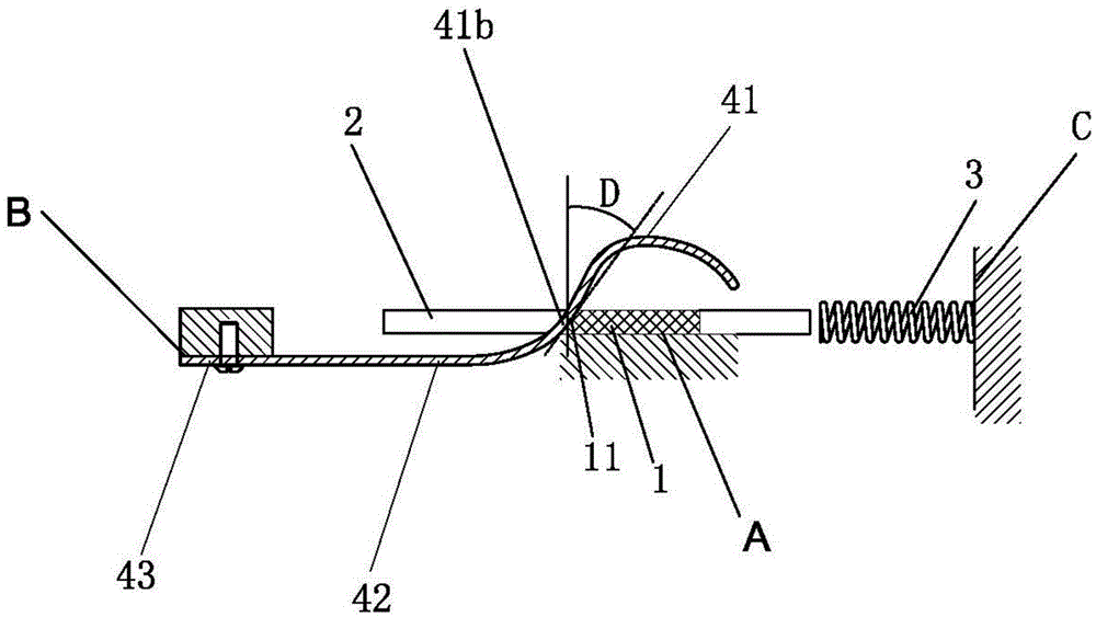 A hingeless rocker slider mechanism and a weft-connecting rapier for rapier looms